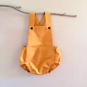 Mustard Yellow Romper Cotton Monochrome Minimalistic Modern and Classic Bubble Baby Romper ...