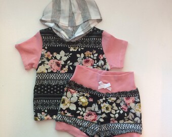 Floral Flower Girl Child Clothing Set // Baby Clothing Set // Birthday Set // Black and White, Pink, Yellow, Mustard