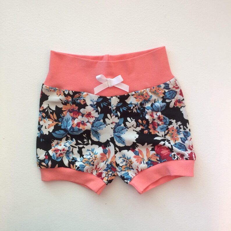 Black and Coral Floral Hipster Baby Shorts / Baby Girl Shorts Etsy