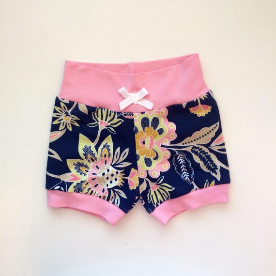 Navy Floral Hipster Baby Shorts / Baby Girl Shorts / Bubble - Etsy