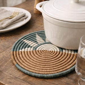 Handmade Sisal Trivet – Round Pot Holder, Table Protector, Fair Trade Rwandan Kitchen, Wall Decor