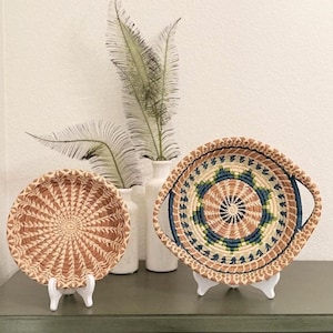 Colorful Hand Woven Pine Tree Basket Bowl - Home Decor from Guatemala Artisans