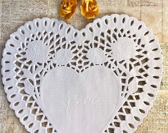Heart Love Paper Doilies, Romantic Style, Date Night, French, set of 6