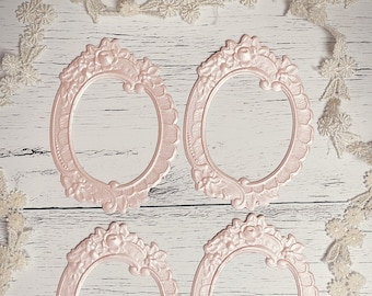 Small Embossed Frames, Pearlescent Pink , Paper Die Cuts, Oval Floral, Picture Frames for Junk Journal Pages, Scrapbooking, Card Making