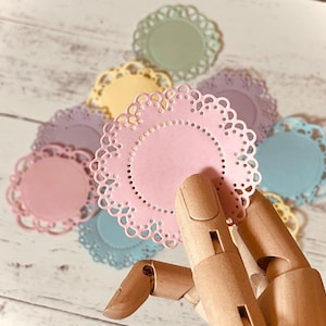 Pastel Mini Paper Doilies Die Cuts, Junk Journal Supplies, Card Making, Scrapbooking, set of 10