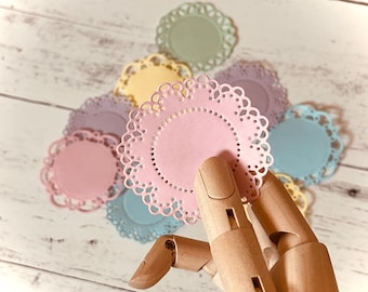Pastel Mini Paper Doilies Die Cuts, Junk Journal Supplies, Card Making, Scrapbooking, set of 10