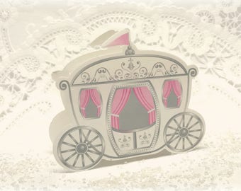 Carraige Favor Boxes, Cinderella, Princess Pink Party Favor Boxes, Little Girl 10 boxes