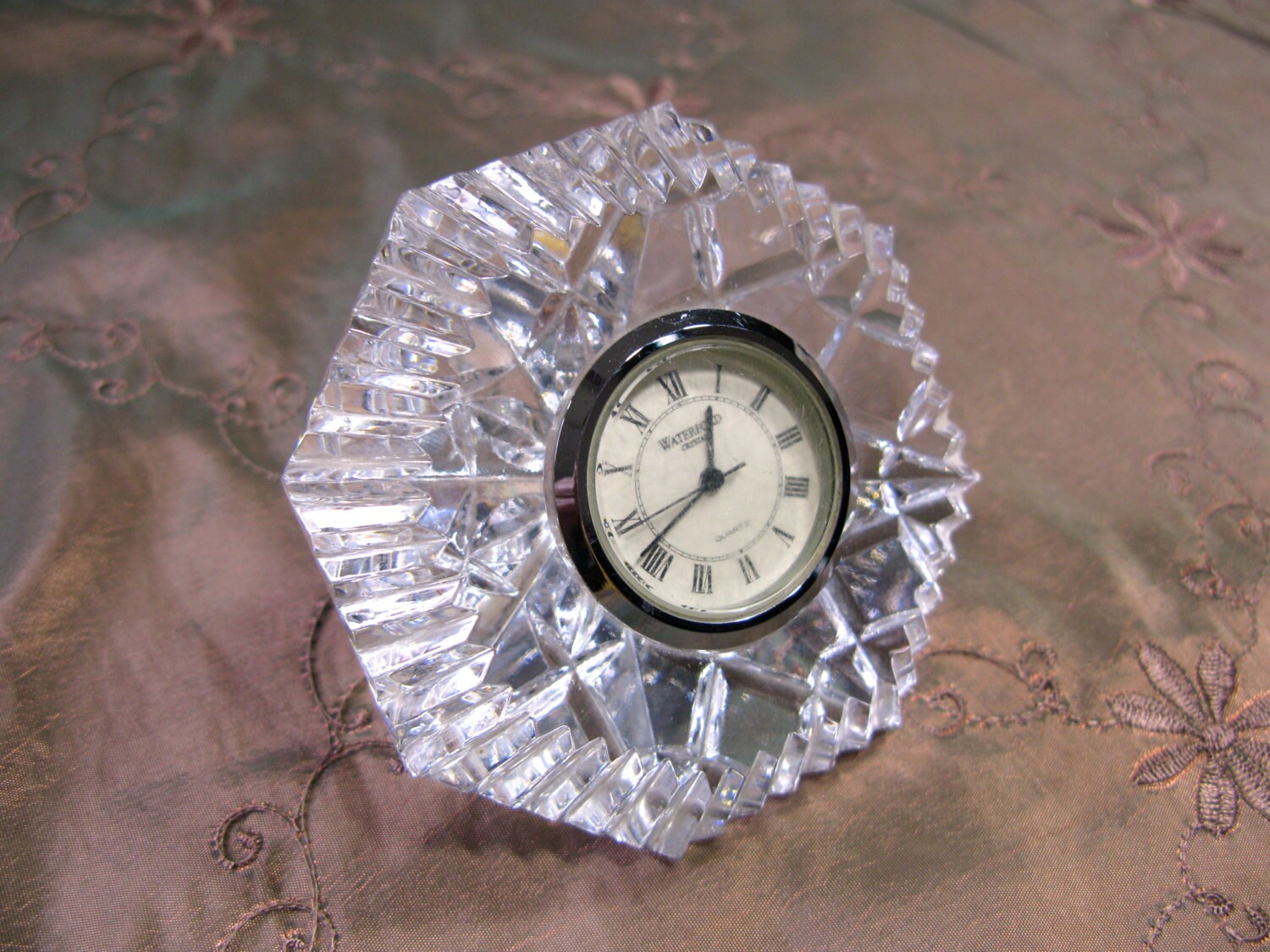 Waterford Crystal Diamond Paperweight Clock Vintage Etsy