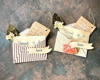 Mini Decorated Envelopes,Vintage Style, Junk Journal Supplies