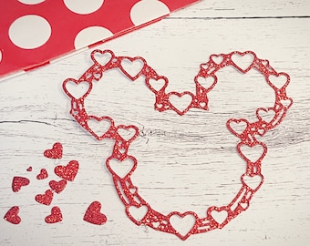 Minnie Hearts Icon Head, Red Glitter, Disney Inspired, Paper Die Cut, Journal Page Detail, Card Making, Scrapbooking