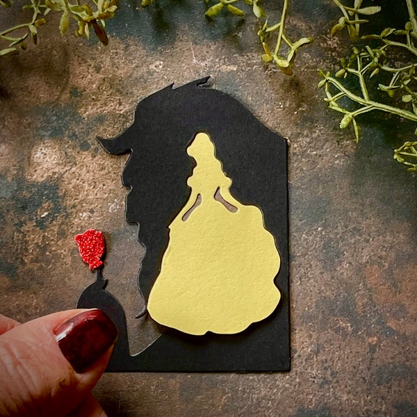 Beauty and the Beast, Belle Within The Beast Silhouette Head Die Cut, Card Making, Belle and Beast set