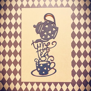 Teapot and Teacup Die Cut, Time for Tea, Black Silhouette, Card and Journal Making