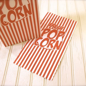 Retro Striped Popcorn Party Bags, Paper, Gusseted, Carnival, Circus Themed Kids Party set of 10 image 4