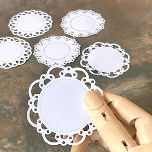 Mini Paper Doilies White, Paper Die Cuts, Junk Journal Supplies, Scrapbooking, set of 6