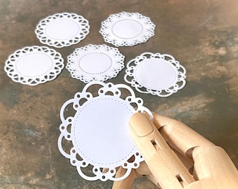 Mini Paper Doilies White, Paper Die Cuts, Junk Journal Supplies, Scrapbooking, set of 6