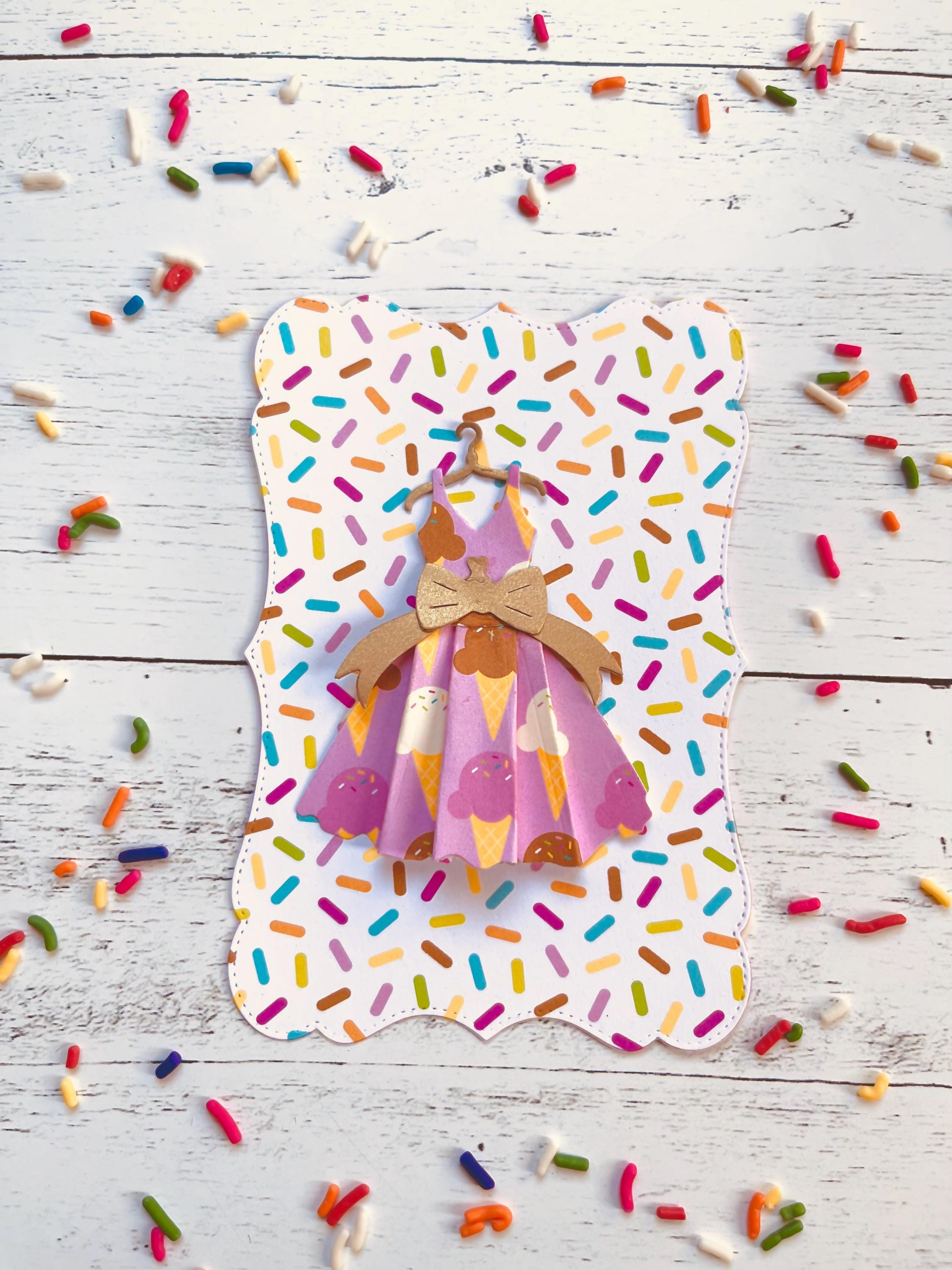 Mini Paper Dress, Sprinkles, Ice Cream Cones, Vintage Style, Paper Doll, Fancy Frame, Junk Journal Supplies, Scrapbooking