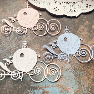 Cinderella&#39;s Carriage, Hand Glittered, Trio, Paper Die Cut, Disney Inspired, Card Making, Junk Journal, Scrapbooking