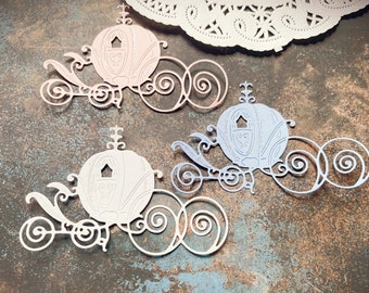Cinderella's Carriage, Hand Glittered, Trio, Paper Die Cut, Disney Inspired, Card Making, Junk Journal, Scrapbooking