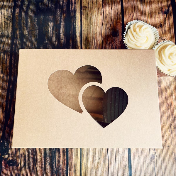 Kraft Bakery Box, Heart Shaped Window, Easy Lock and Tab Lid  Free shipping