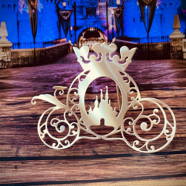Princess Castle Carriage, Gold Holographic, Enchanted, Paper Die Cut, Card Making, Junk Journal, Scrapbooking