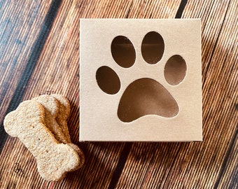 Paw Print  Bakery Boxes, Kraft, Windowed, Dog Treat Box, Dog Party, Pet Gifts, 2 boxes