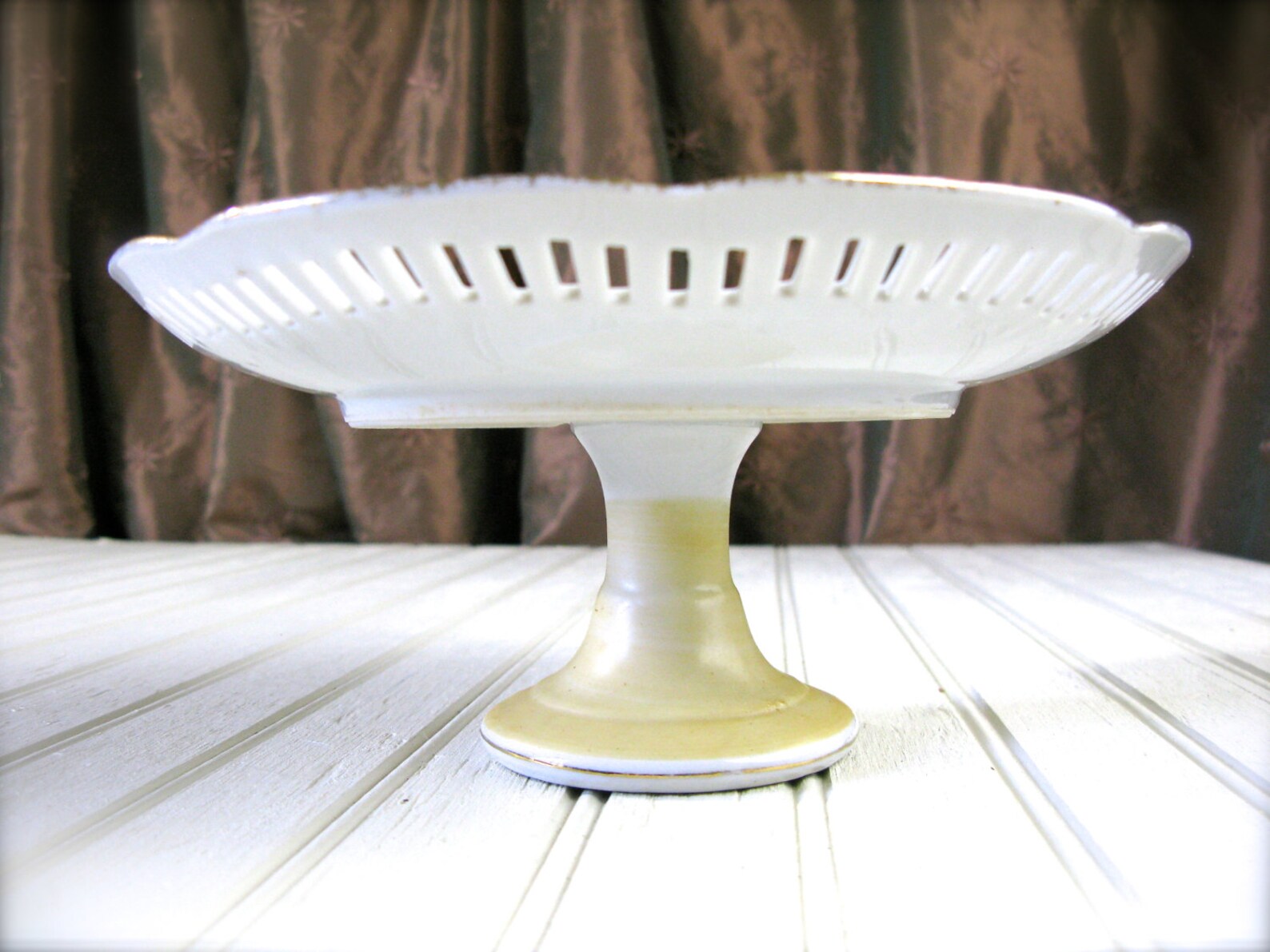 Vintage Pedestal Plate Decorated With Fruit Pierced and Etsy