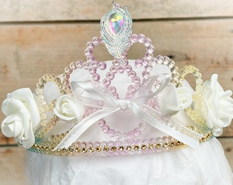 Childs Rainbow Princess Crown, Costume, Dress Up, Party Tiara, Ombre, Bejeweled