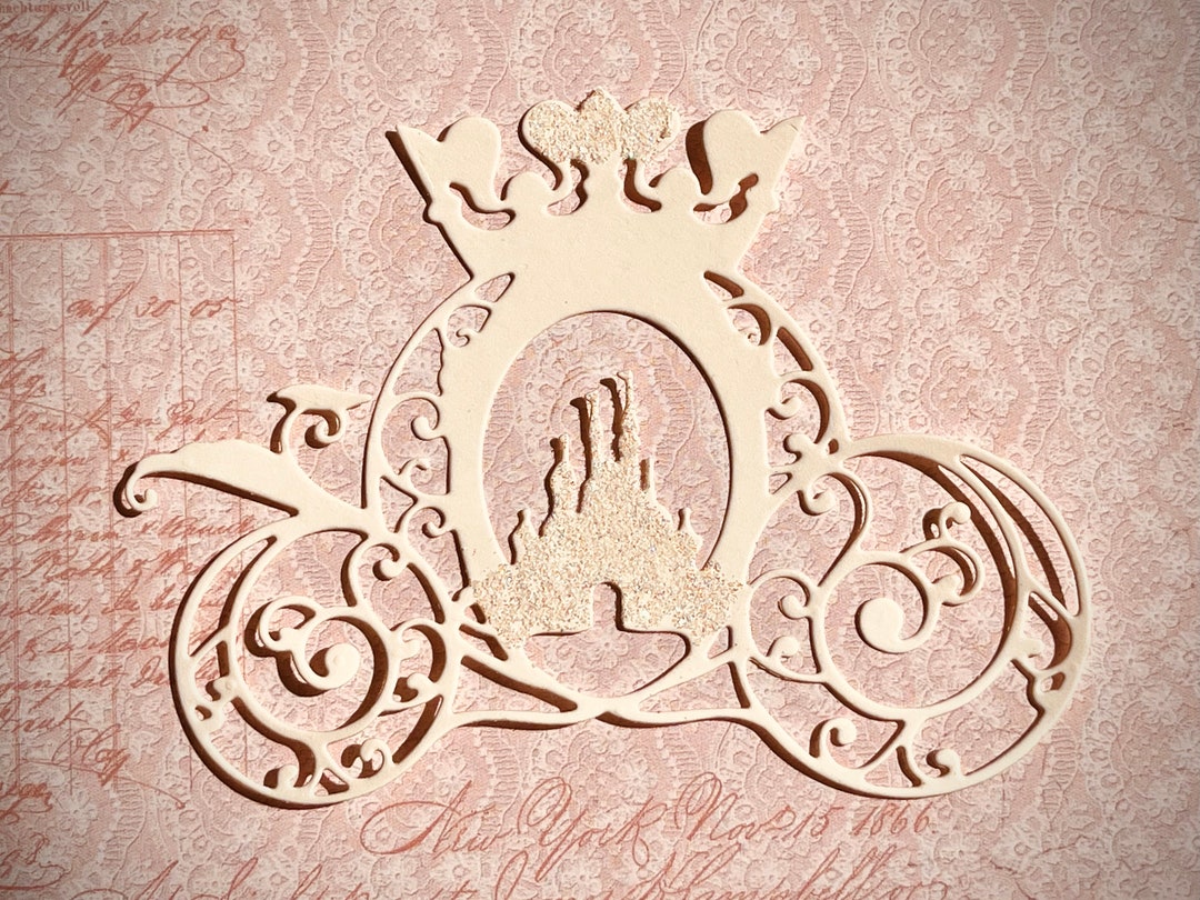 Princess Castle Carriage, Hand Glittered, Enchanted, Paper Die Cut ...
