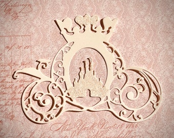 Princess Castle Carriage, Hand Glittered, Enchanted, Paper Die Cut, Card Making, Junk Journal, Scrapbooking