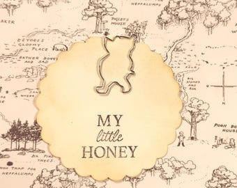 Bear Shaped Paper Clips, Pooh, Silver Metal, Set of 2