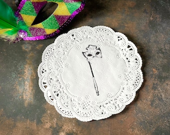 Masquerade Mask Paper Doilies: Mardi Gras Party Decor (Set of 10)