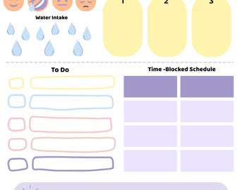 ADHD Daily Planner Printable |  Agenda Template | Focus & Time Blocking Sheet | Digital Download Productivity Planner | Canva Editable