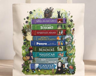 Vintage Studio Ghibli Inspired Tote Bag | Retro 90s Animation Movie VHS Store Market Bag | Ghibli Fan Gift