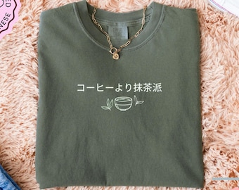 Matcha shirt Japans, Matcha Lover-T-shirt, kawaii minimalistische matcha-top, Japans esthetisch T‑shirt, matcha-cadeau voor matcha-fans