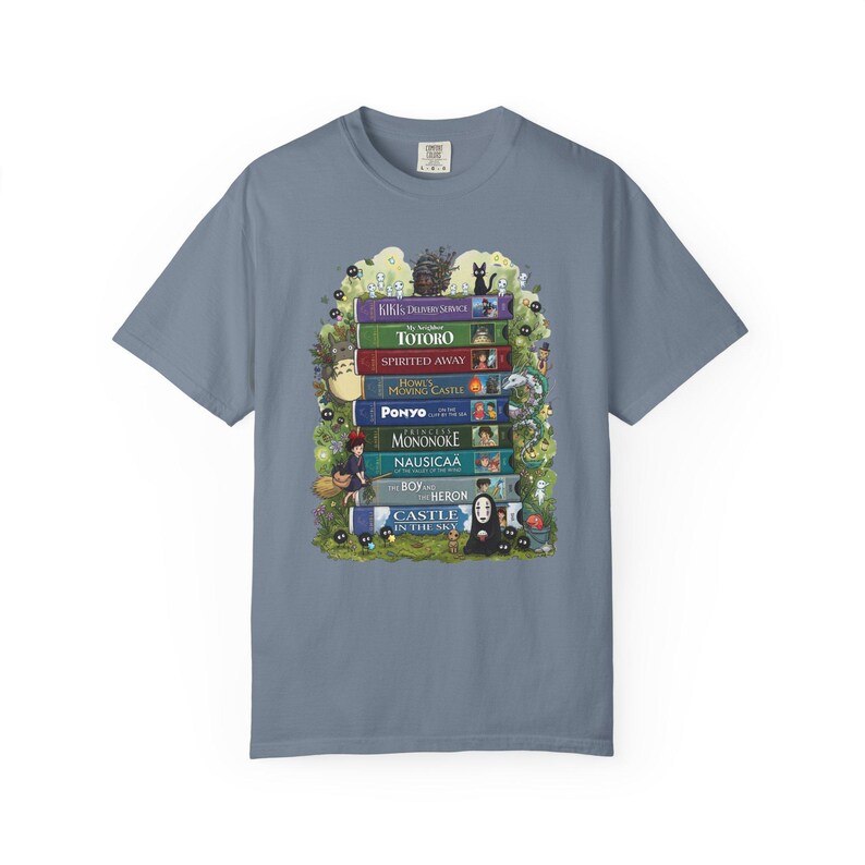 Vintage Studio Ghibli Shirt, 90er Jahre Zeichentrickfilm VHS T-Shirt, Ghibli Fan Geschenk, Y2K Cartoon Shirt, Retro Style Japanisches Cartoon Top Blue Jean