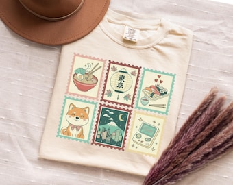 Japanisches Kawaii-Shirt, Retro süßes Shirt, Vintage Tokyo T-Shirt, Japan-Liebhaber, Ramen Sushi Shiba Shirt, Comfort Colors®