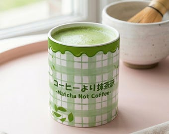 Keramische Matcha Lover-mok | Cadeau Japanse matcha groene thee | Matcha Not Coffee | Schattige kawaii-mok 11oz met handvat