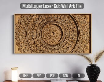 Wall Art SVG File Multilayer Laser Cutting Mandala 3D Art Digital Download