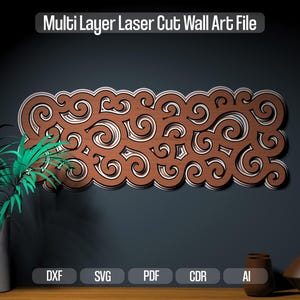 Laser Cutting File 3D Wall Art Multilayer Wood Decor Digital Download for Laser Cutters
