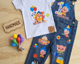 Sesame Street Birthday Denim Overalls for Kids, Elmo Cookie Monster Theme