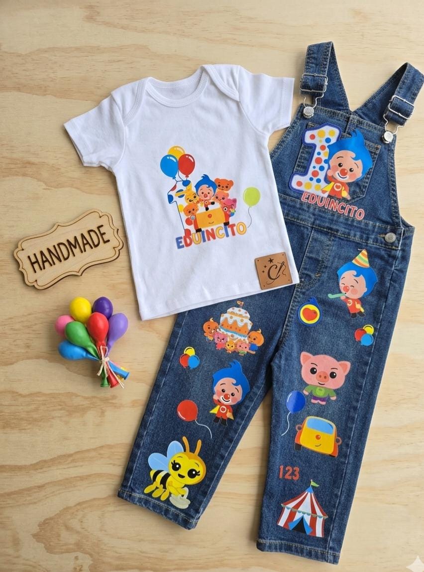 Sesame Street Birthday Denim Overalls for Kids, Elmo Cookie Monster Theme