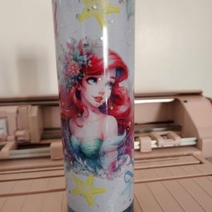 Ariel Snowglobe Tumbler, Flowing Glitter Stars, 20 oz Sublimated Cup image 6