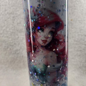 Ariel Snowglobe Tumbler, Flowing Glitter Stars, 20 oz Sublimated Cup image 1