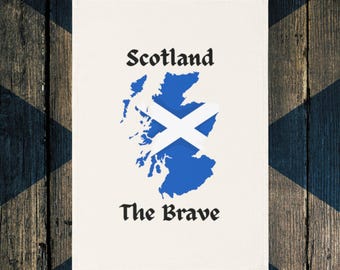 Paño de cocina Scotland the Brave / Diseño artístico del mapa de Escocia con San Andrés