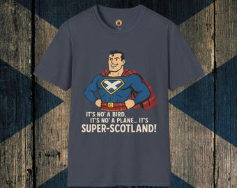 Koszulka parodystyczna Super Scotland | Koszulka ze szkockim superbohaterem