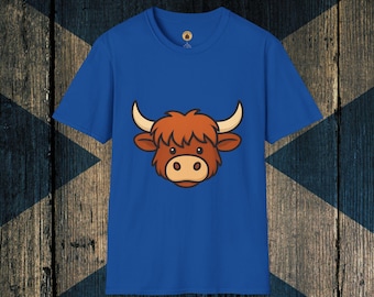 Maglietta con scritta "Scottish Highland Coo"