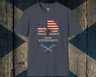 Proud American with Scottish Roots Tree Flag T-Shirt