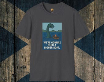 Zabawna koszulka z potworem z Loch Ness | Szkocki humor i parodia filmu Nessie