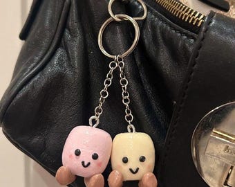 Jellycat Inspired Handmade Marshmallow Charms| Pink and White Marshmallow Keychain Charm| Delicious Dessert Accessory|