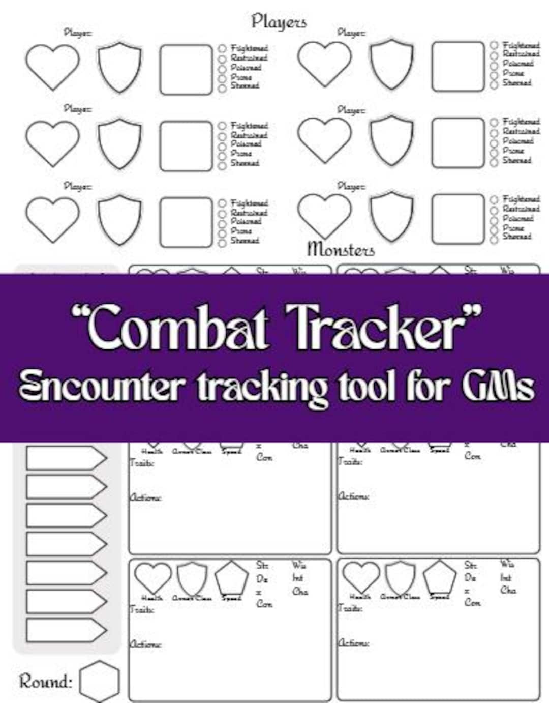 Printable Combat Tracker for TTRPG: D&D GM Tool (digital Download) - Etsy